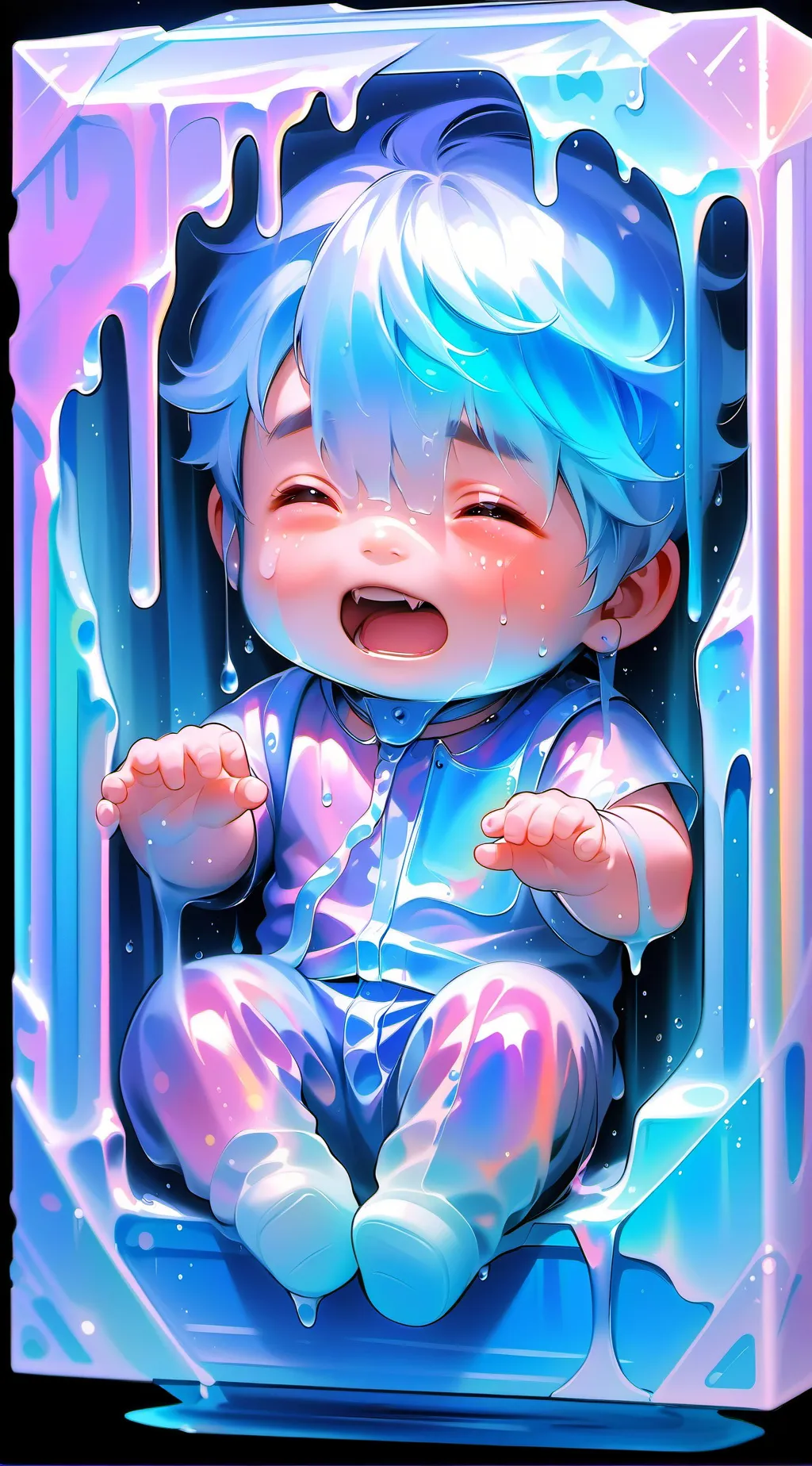 ai character: crying baby  background