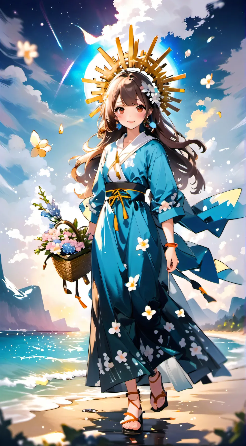 ai character: sun goddess  background