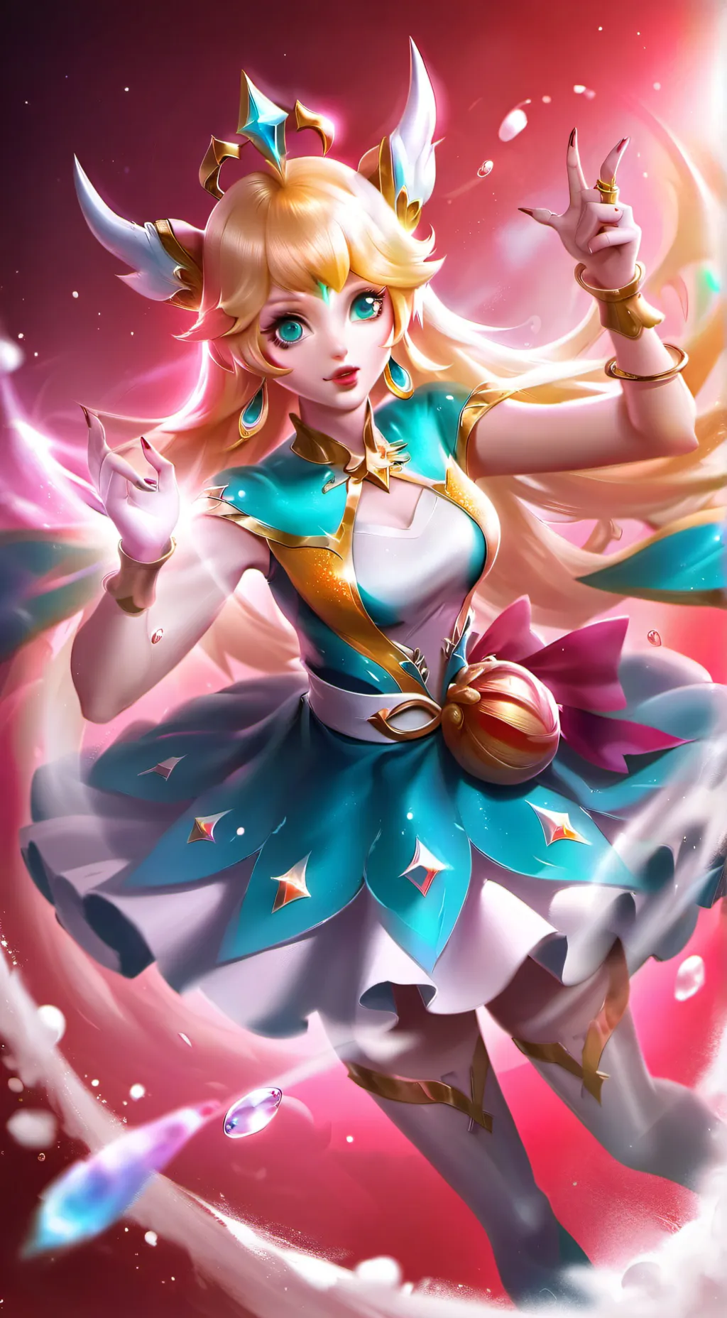 ai character: Princess peach  background