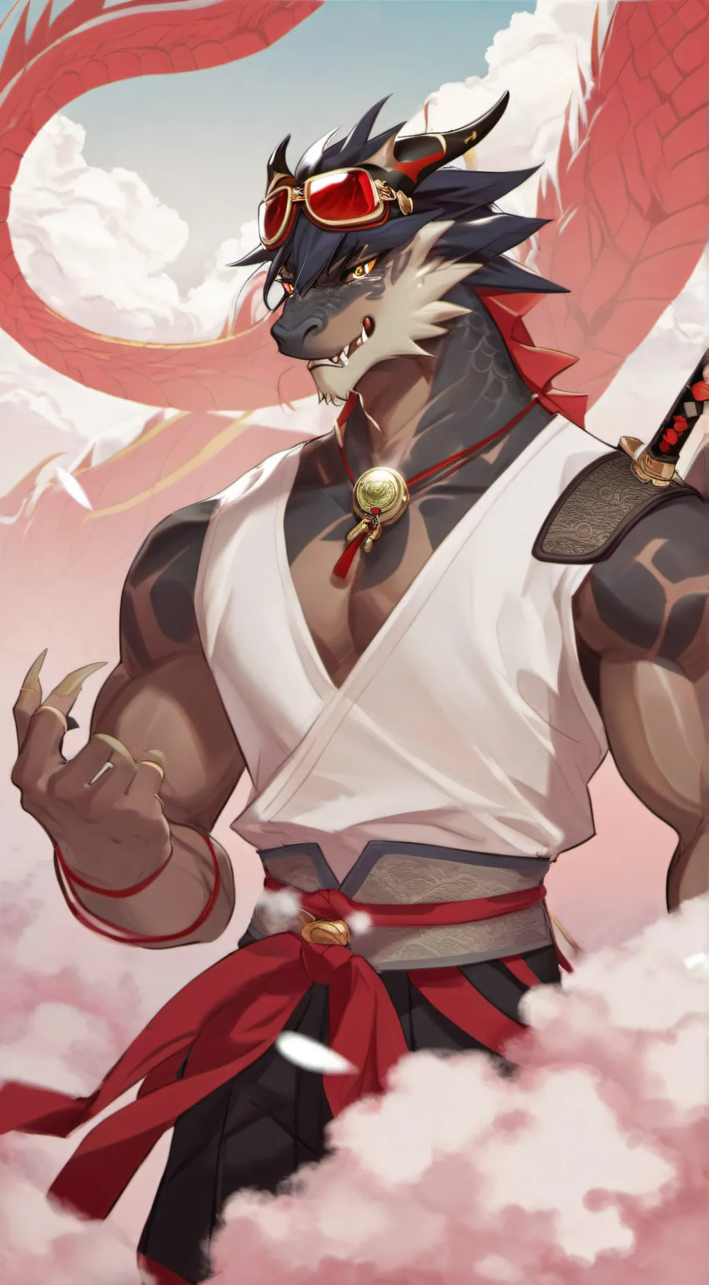 ai character: flame gray background
