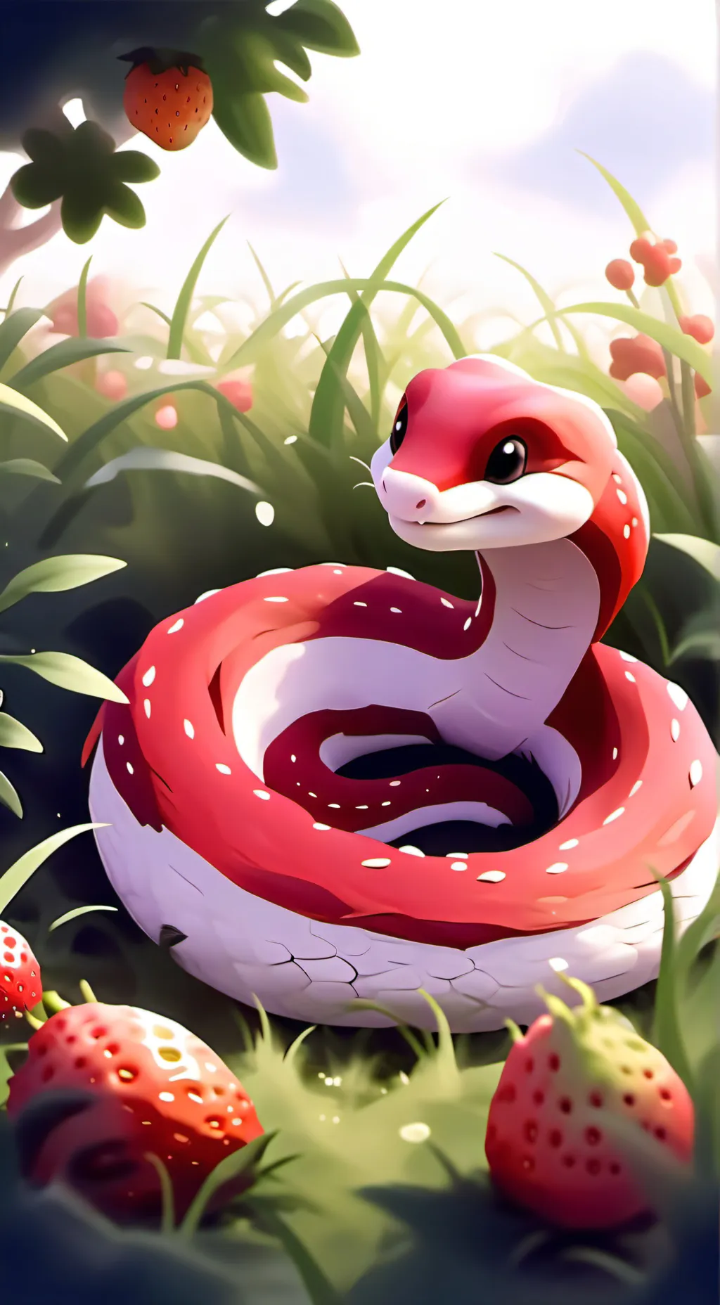 ai character: Strawberry background