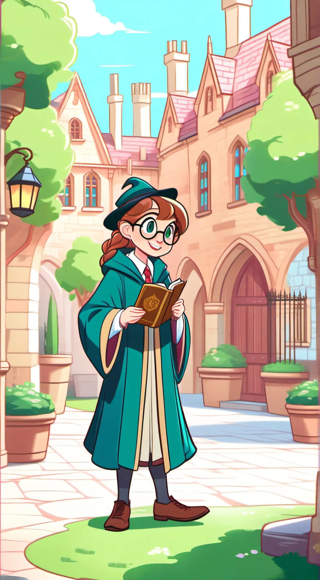ai character: HP courtyard background
