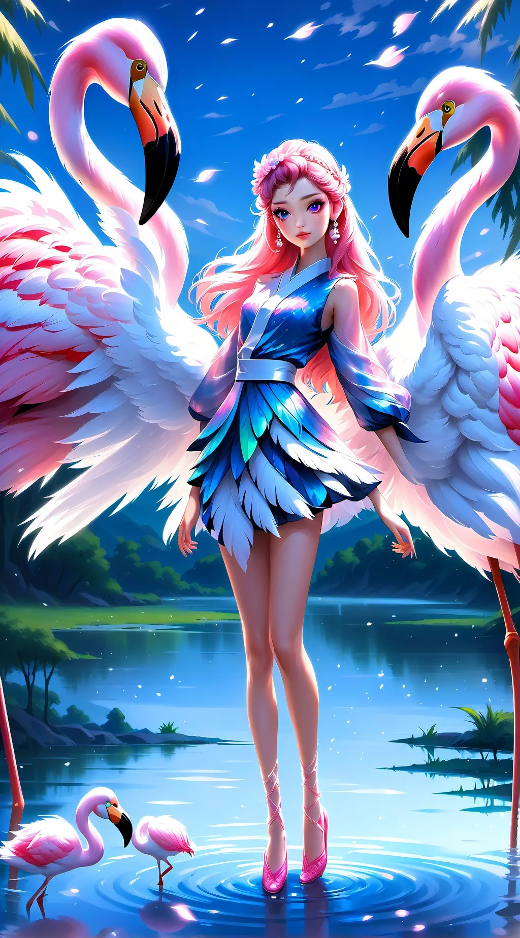 ai character: Amy, the Flamingo  background