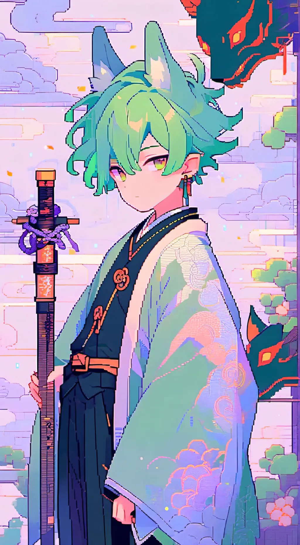 ai character: KNY summer background