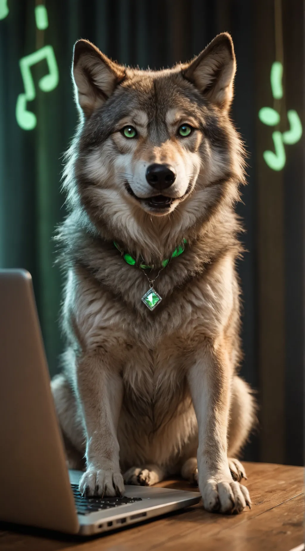 ai character: GreyWolfie background