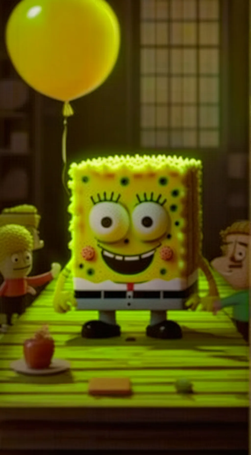 ai character: A party spongebob background