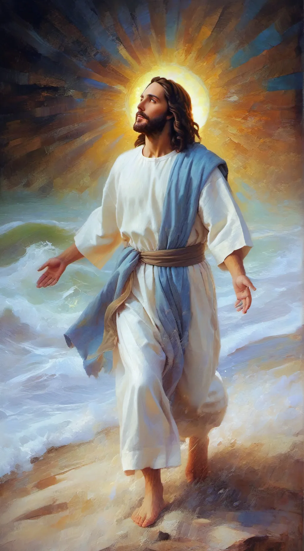 ai character: Jesus  background