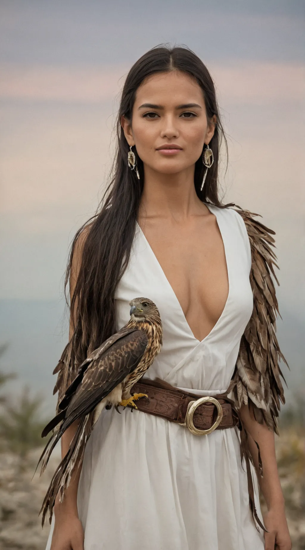 ai character: Mujer Águila  background