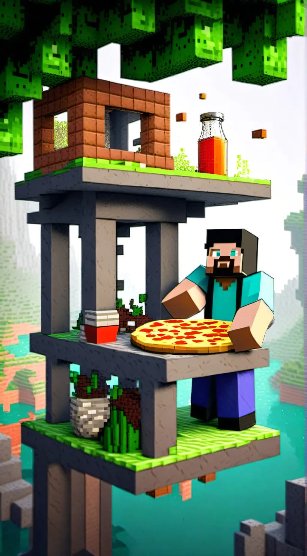 ai character: steve pizza background