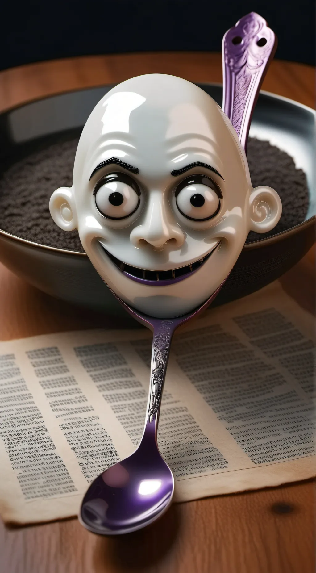 ai character: Spooky Spoon  background