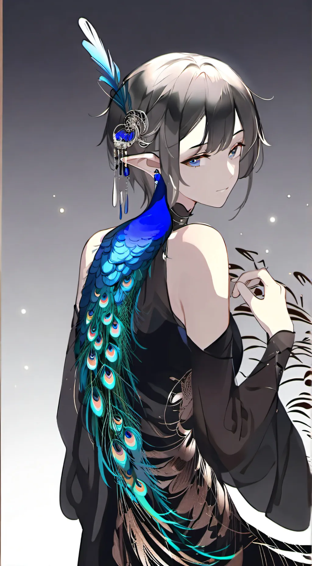 ai character: Peacock Spirit Feline background