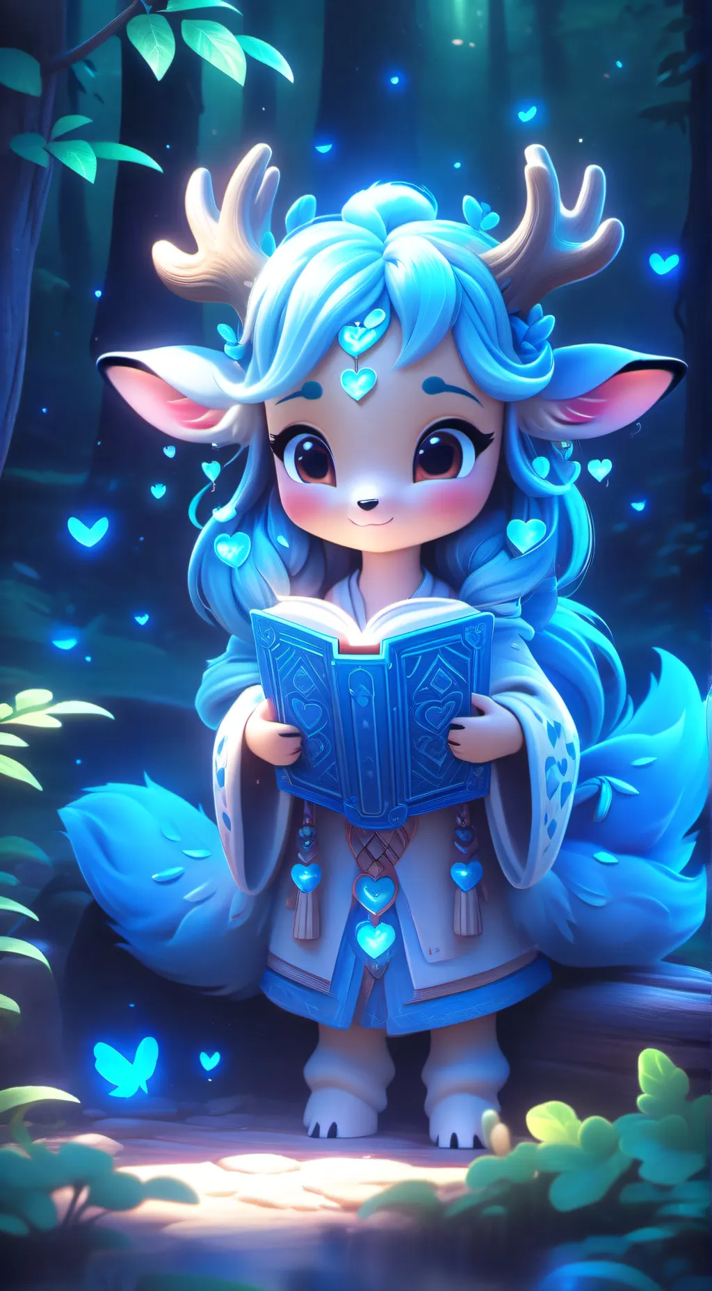 ai character: Whispering Woods Fawn Spirit background