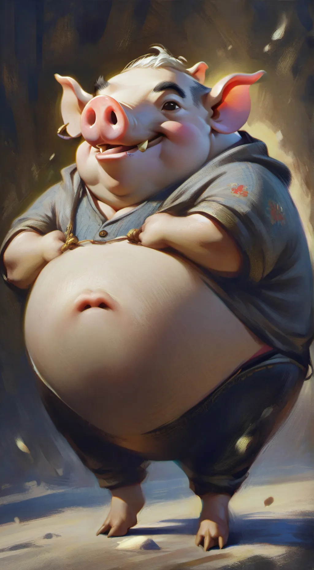 ai character: FAT PIG background