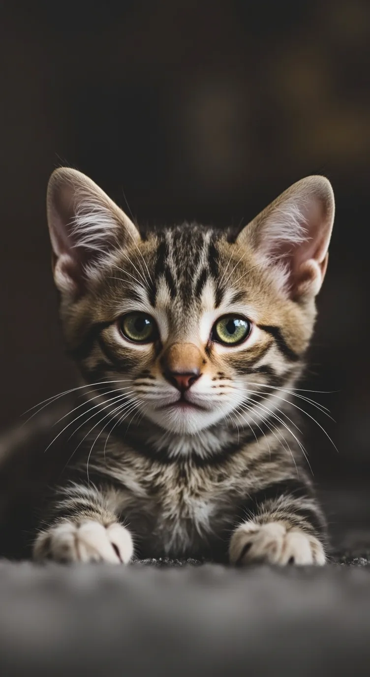 ai character: Gray Tabby Kitten background