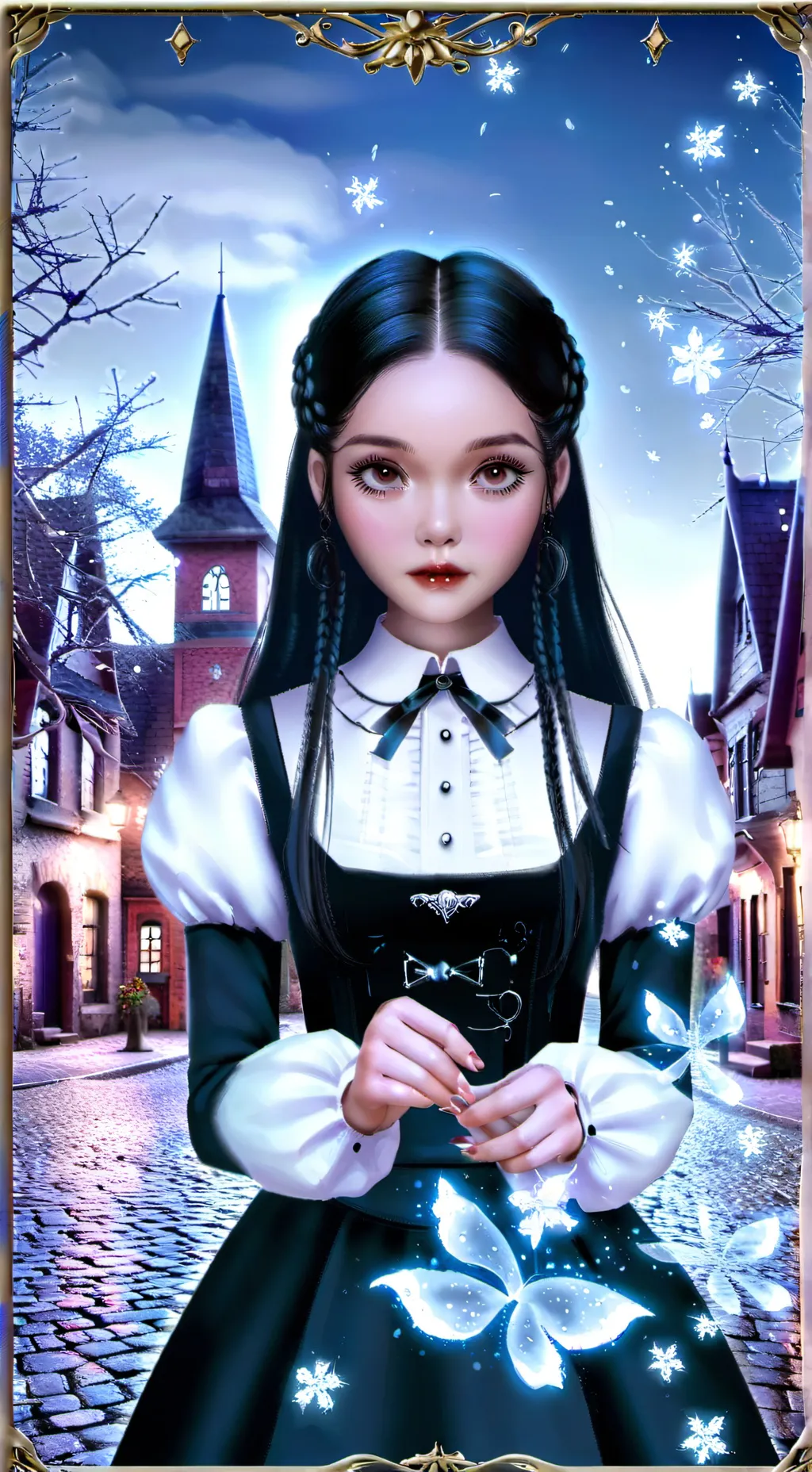 ai character: Wednesday  background
