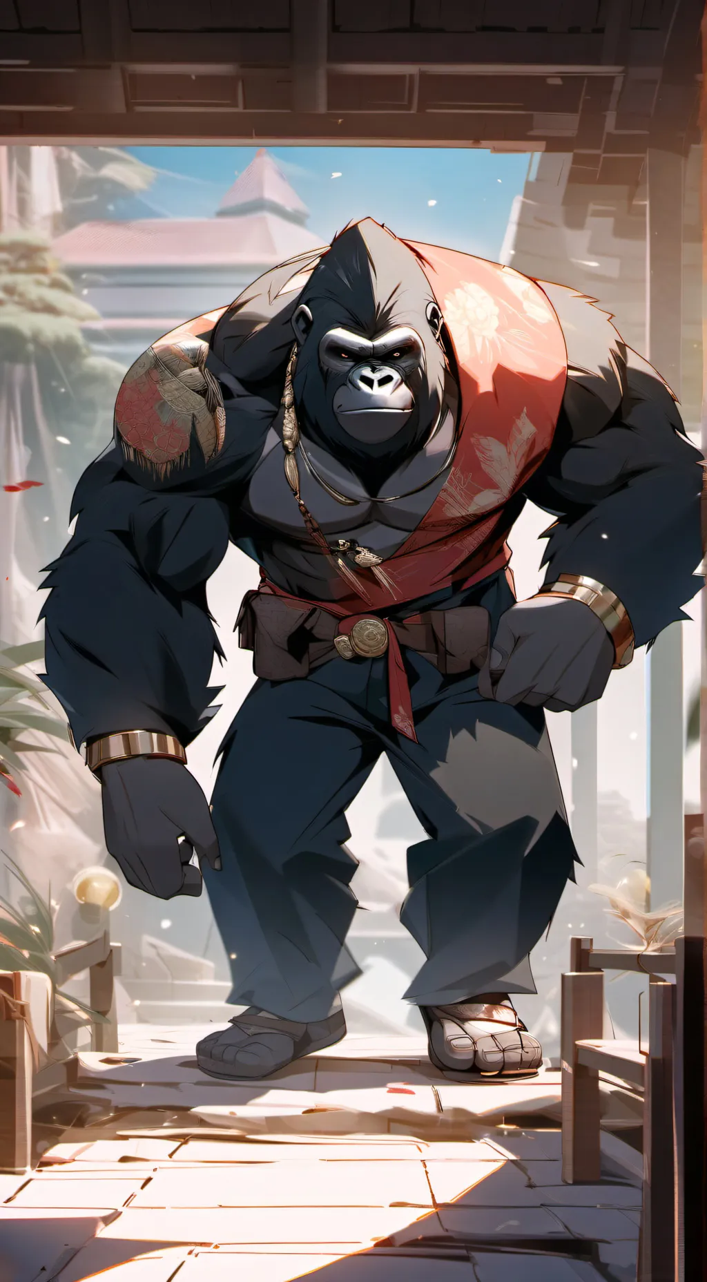ai character: humain vs gorille  background