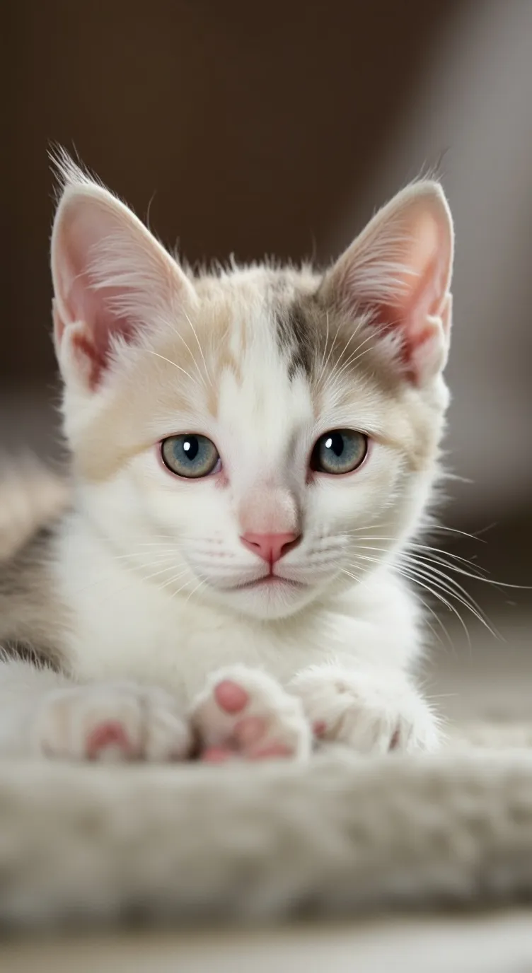 ai character: White Tabby Kitten background