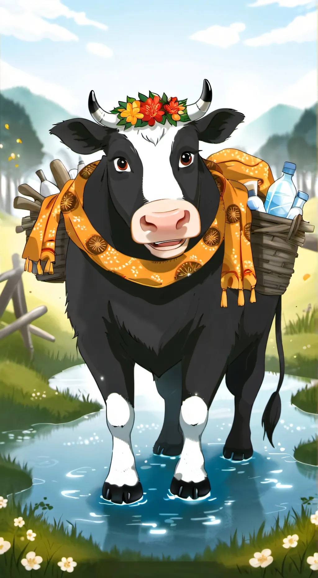 ai character: Cows for milk background
