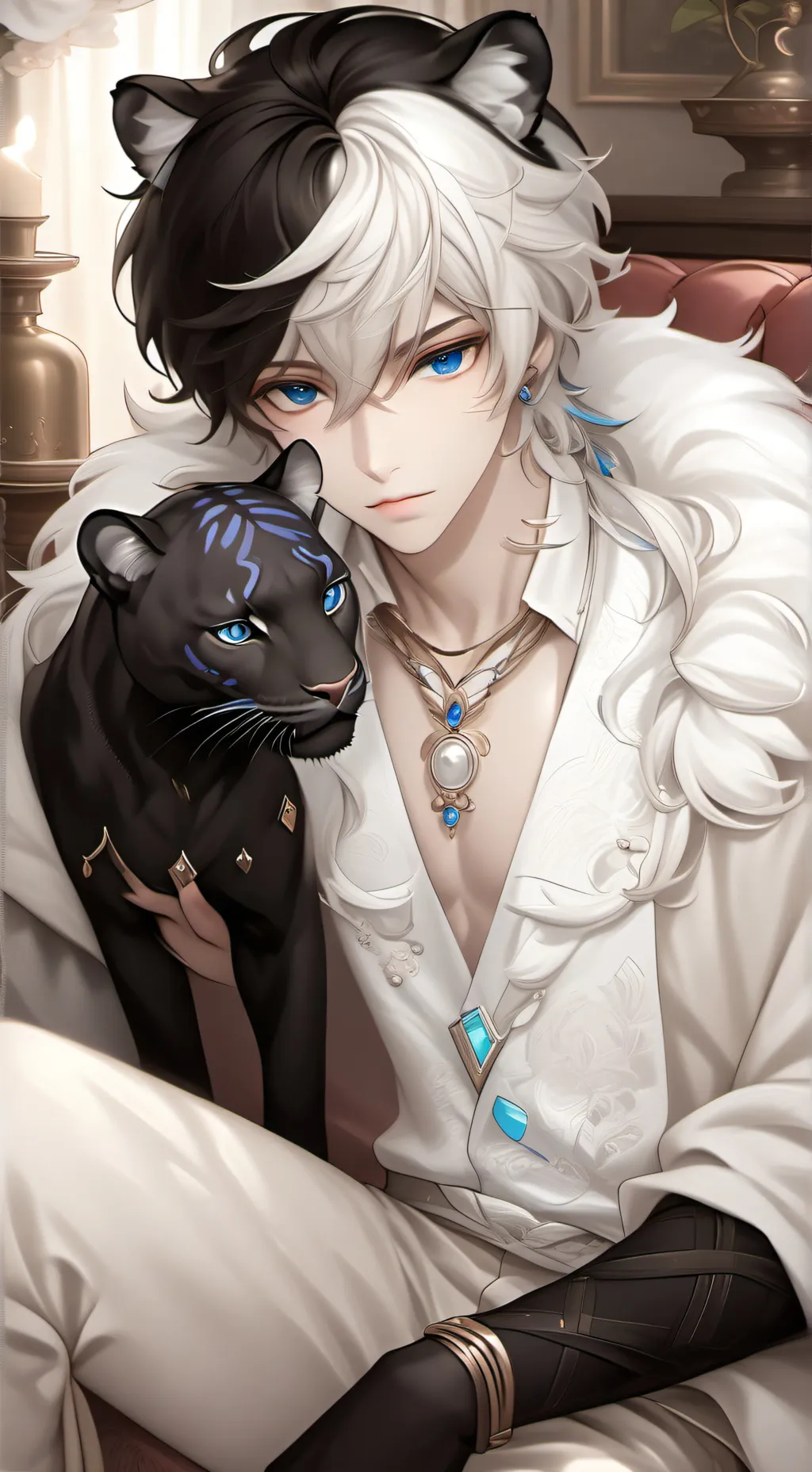 ai character: Blue Panther Spirit background