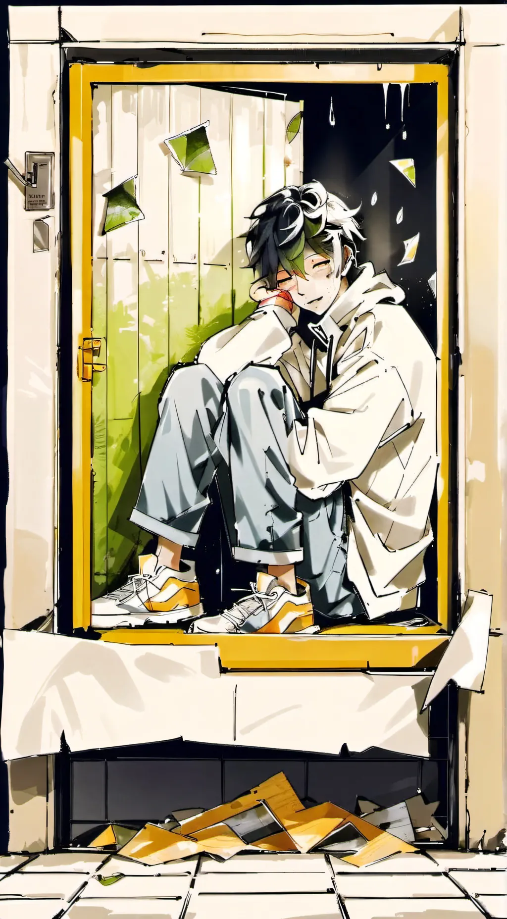 ai character: Homeless Wolf boy  background