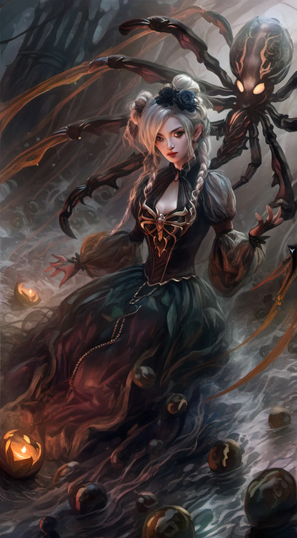 ai character: Female spider background