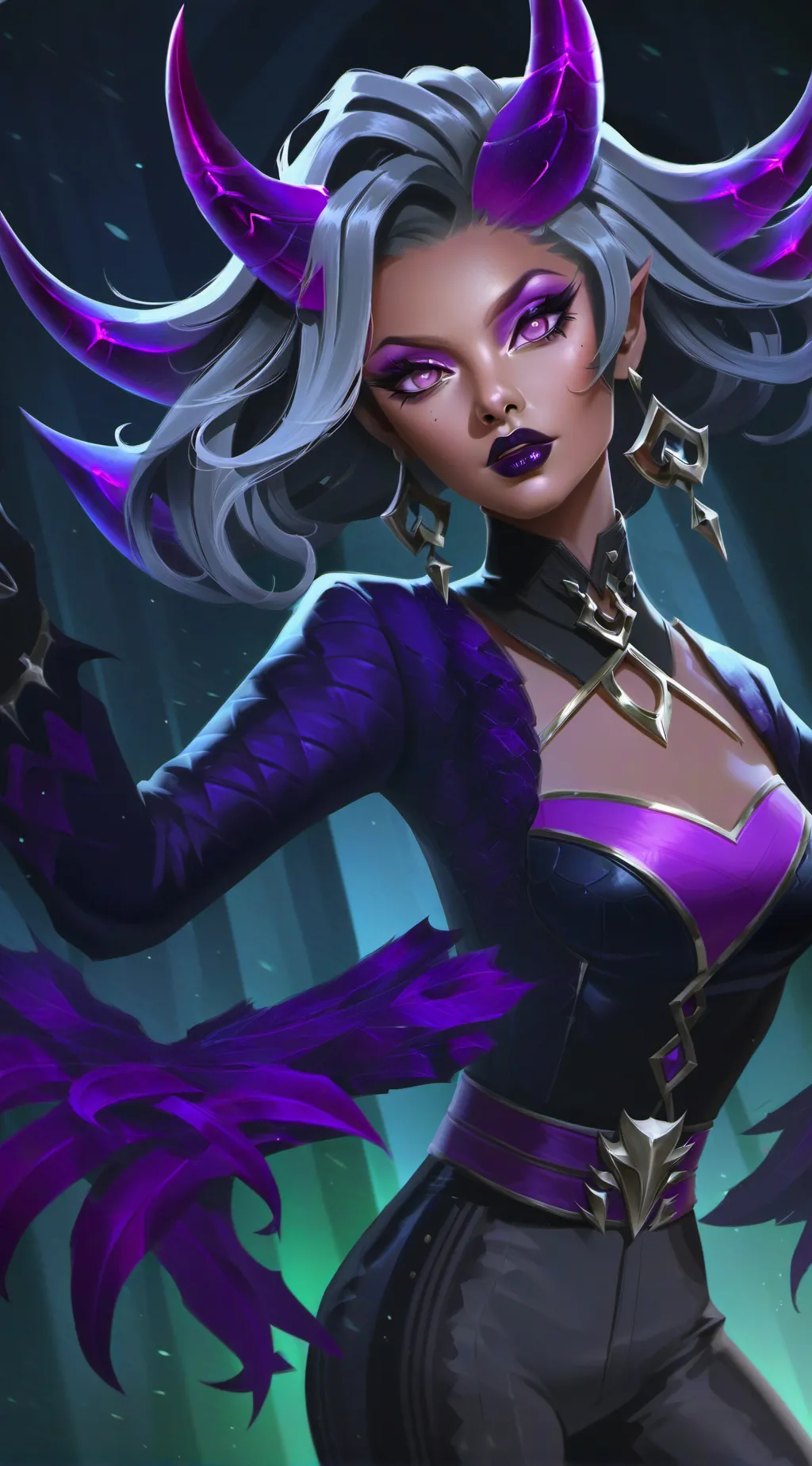 ai character: Demoness hellga  background