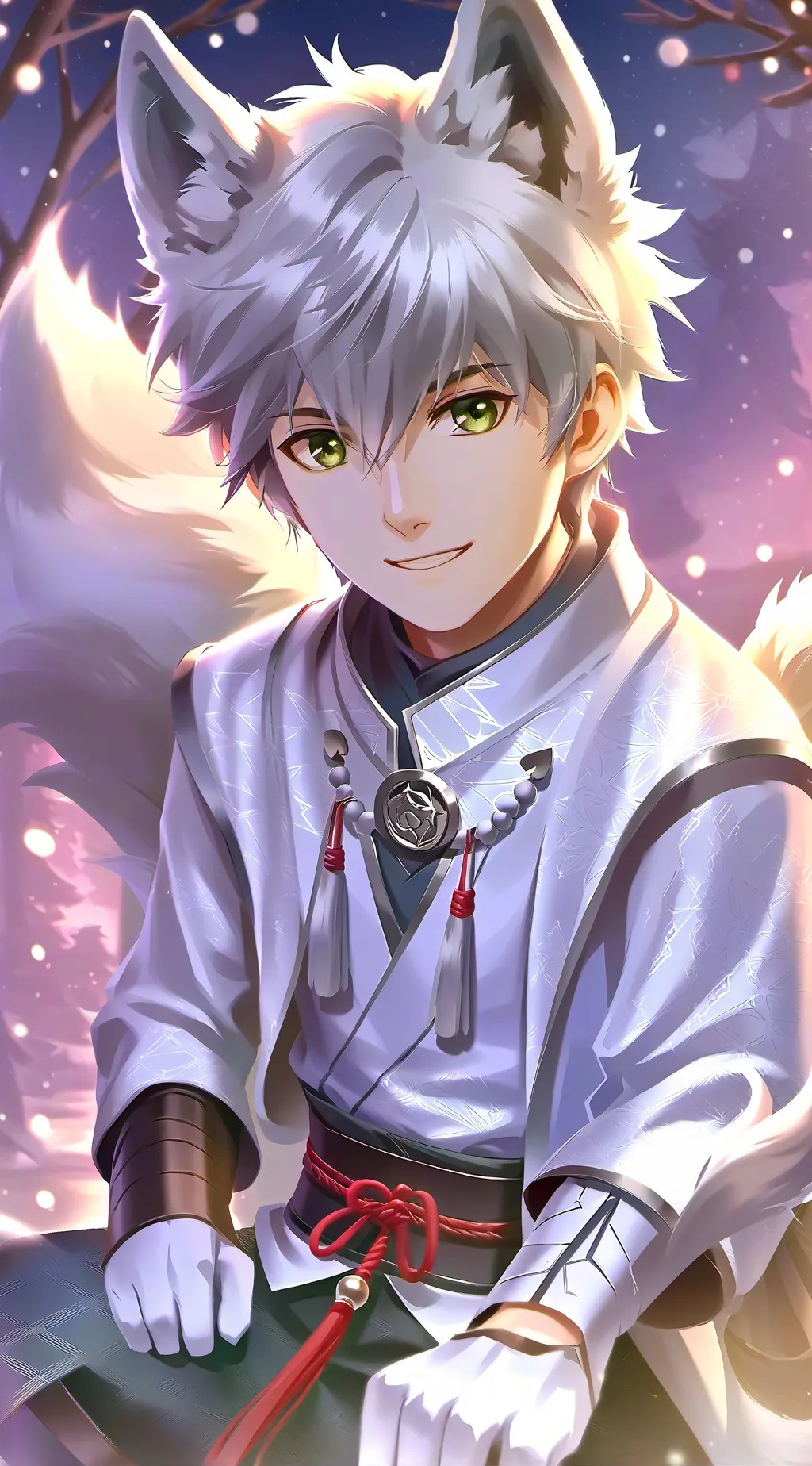 ai character: GreyFrost the Wolf Spirit background