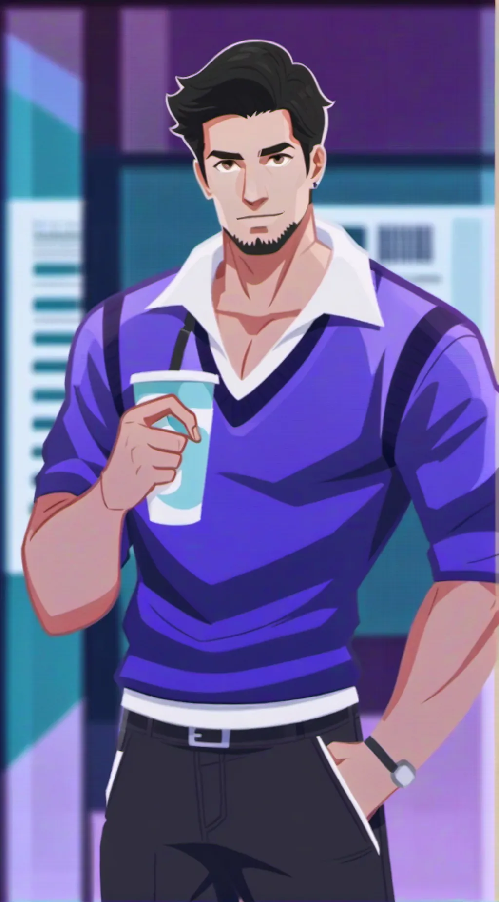 ai character: Muscular boyfriend background
