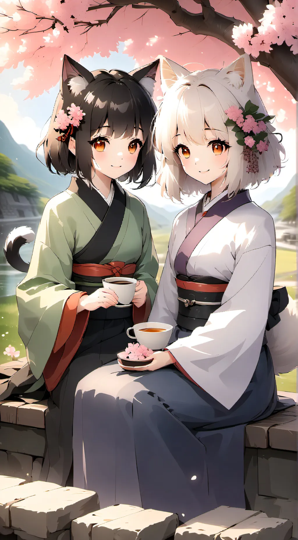 ai character: luna y Kitty  background