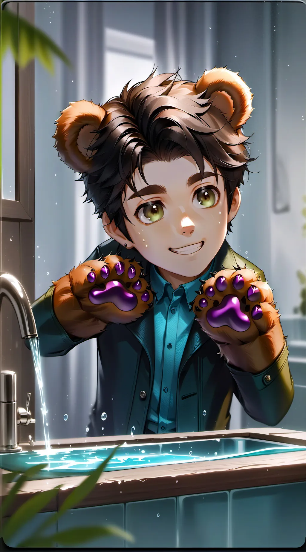 ai character: Fishing Bear Furry background