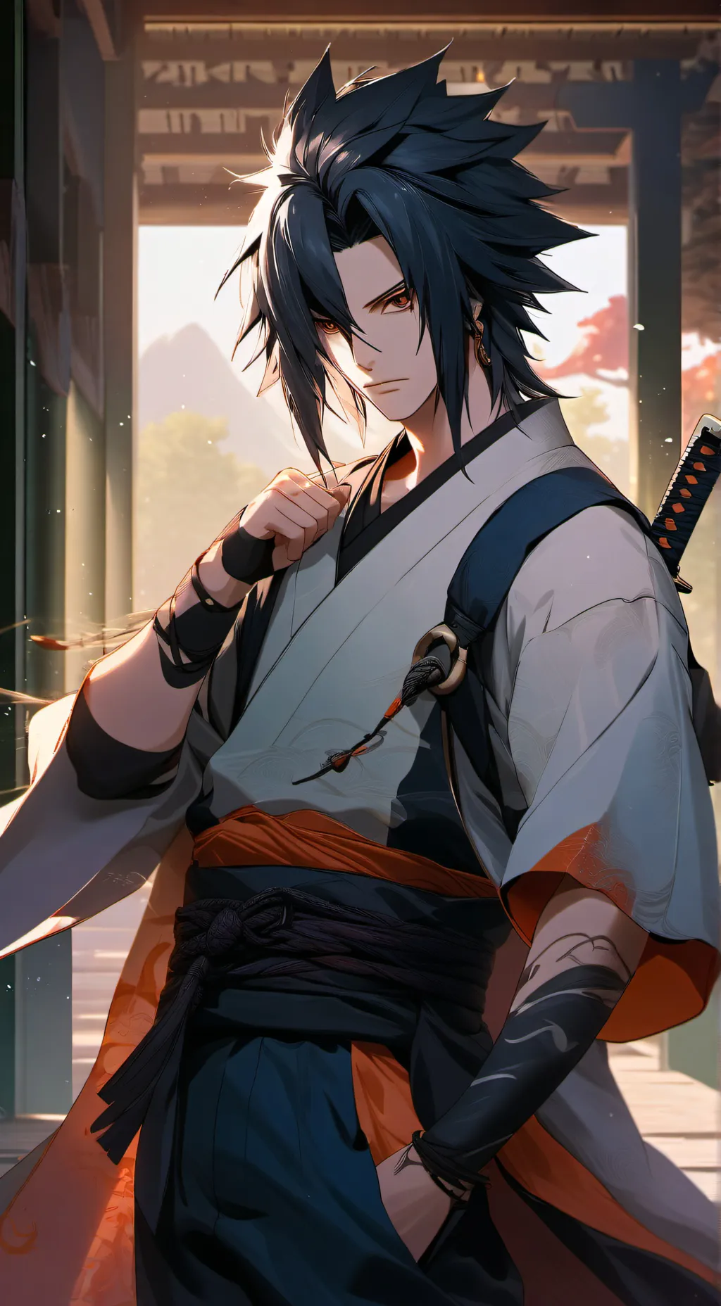ai character: Sasuke Uchiwa ♌💪😒😤 background