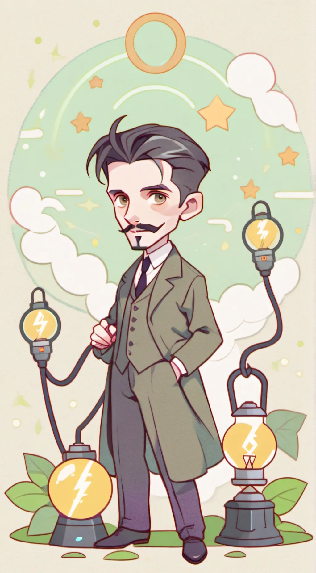 ai character: nikola tesla background