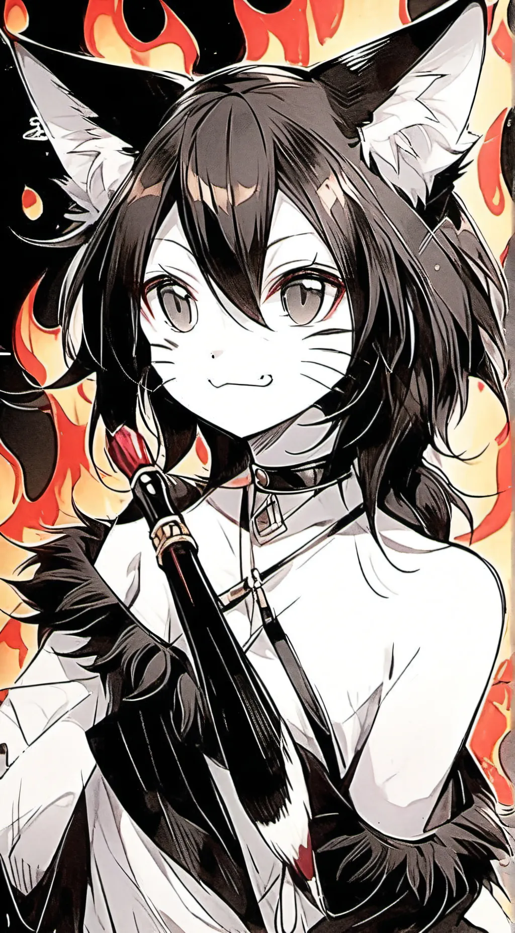 ai character: Firecracker Feline Spirit background