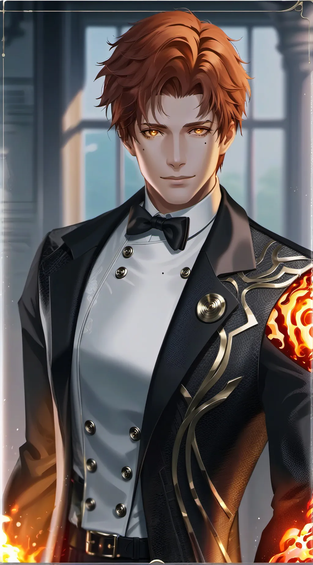 ai character: Lava background