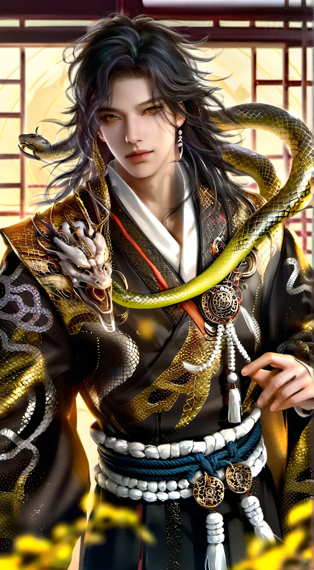 ai character: snake emperor  background