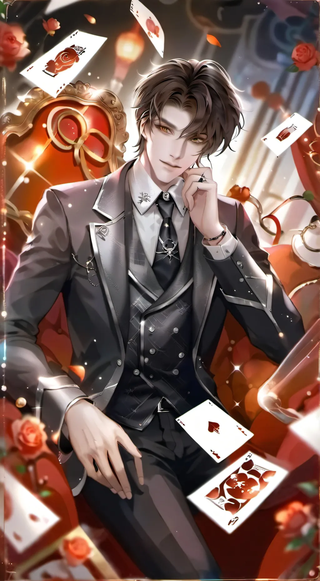 ai character: agent black 🂡🂱🃁🃑 background
