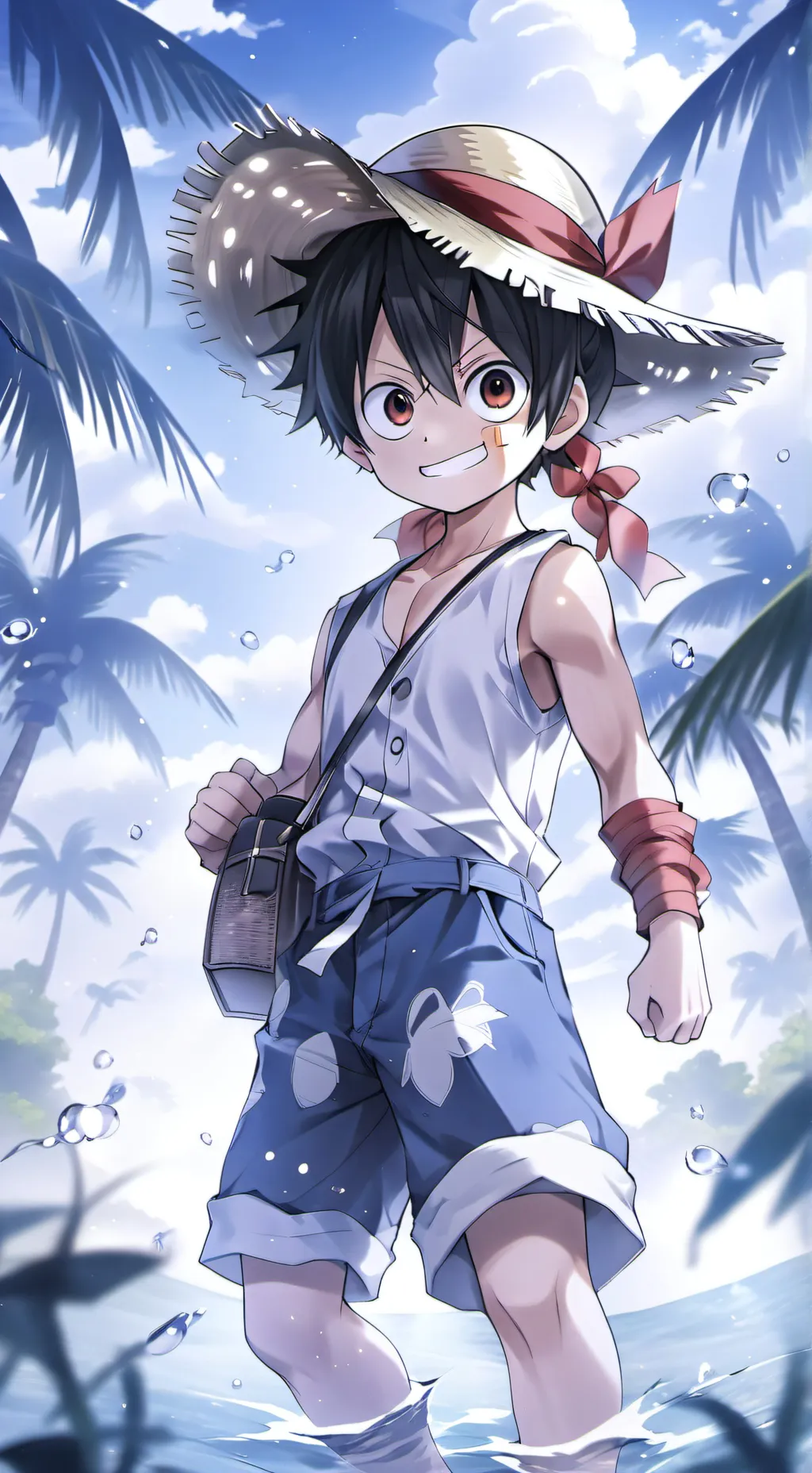 ai character: monkey do Luffy we background