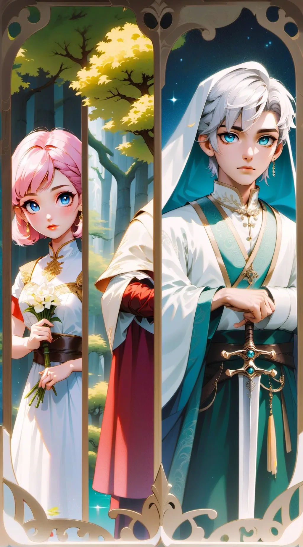 ai character: Mira & Zephyr background
