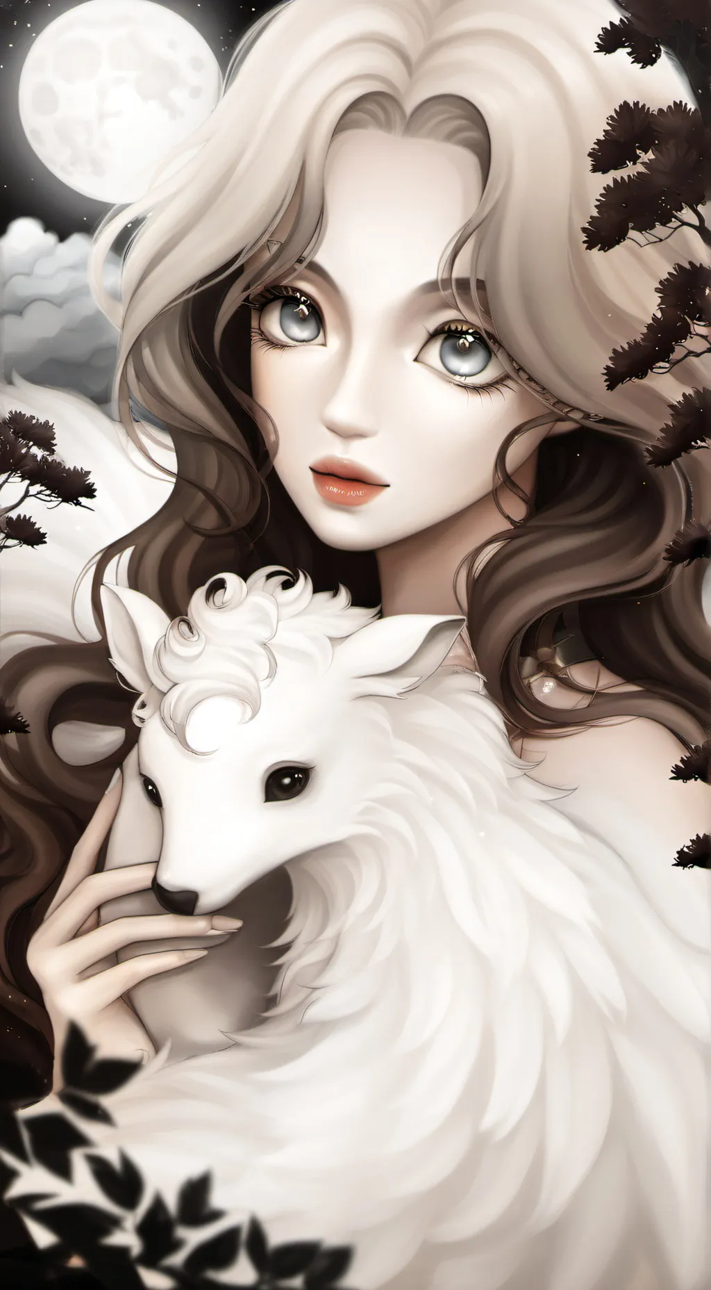 ai character: Moon Forest background