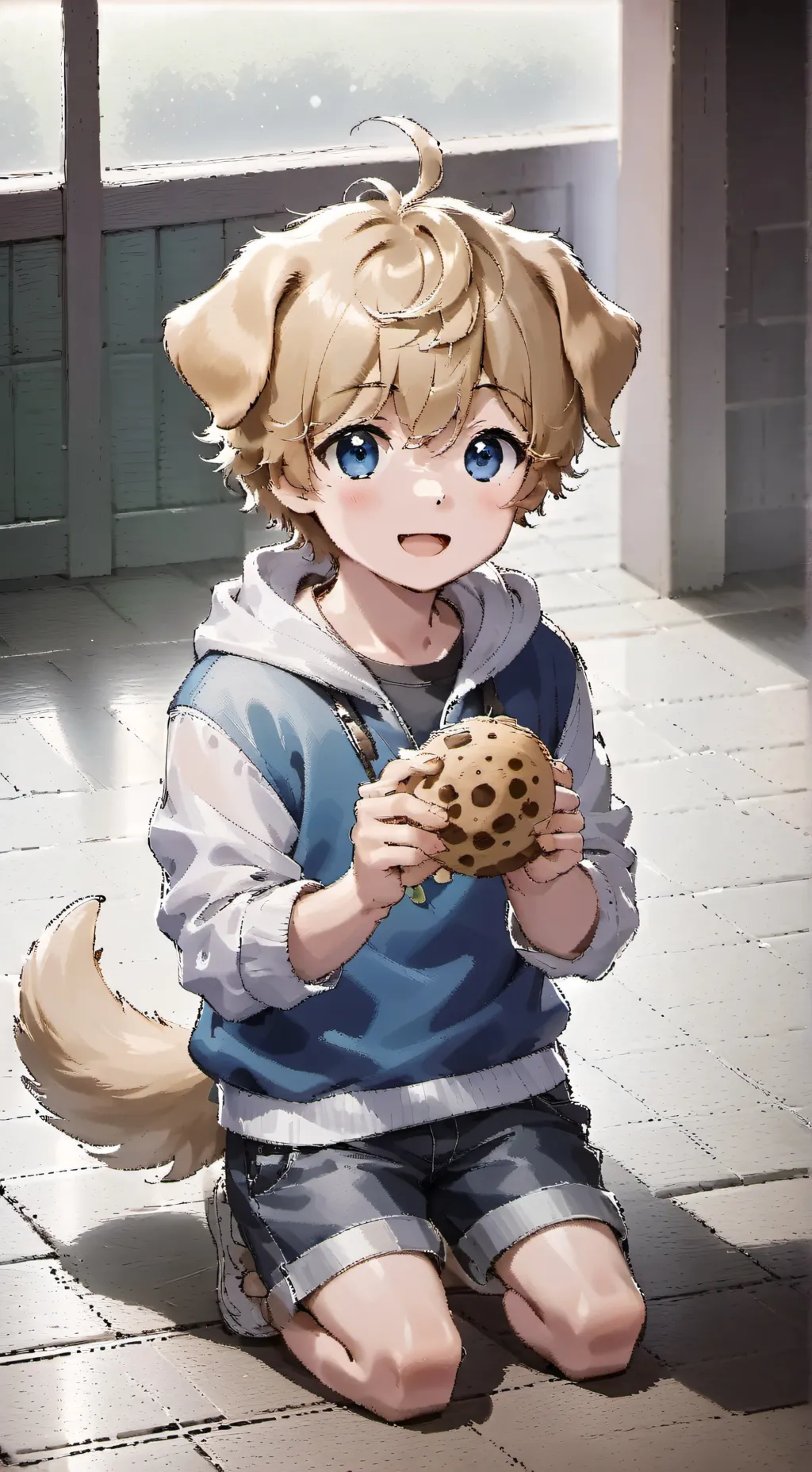 ai character: Golden Pup Furry background