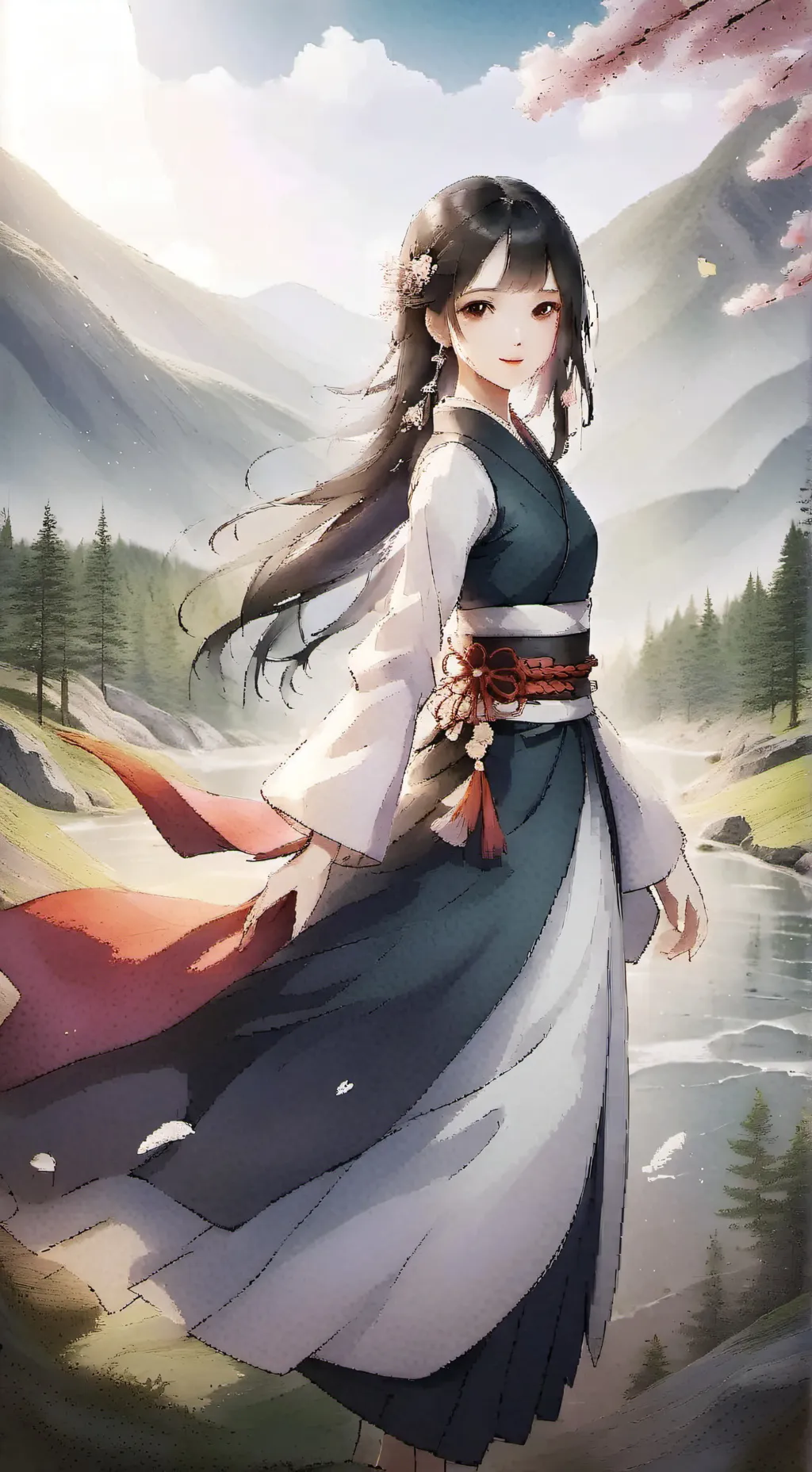 ai character: tanjiro y kanao  background