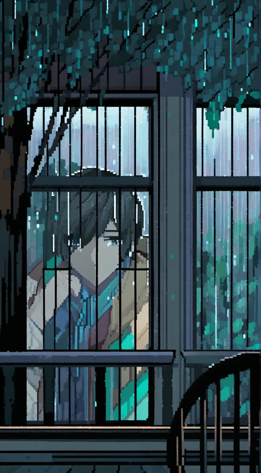ai character: MHA Rainy Day background