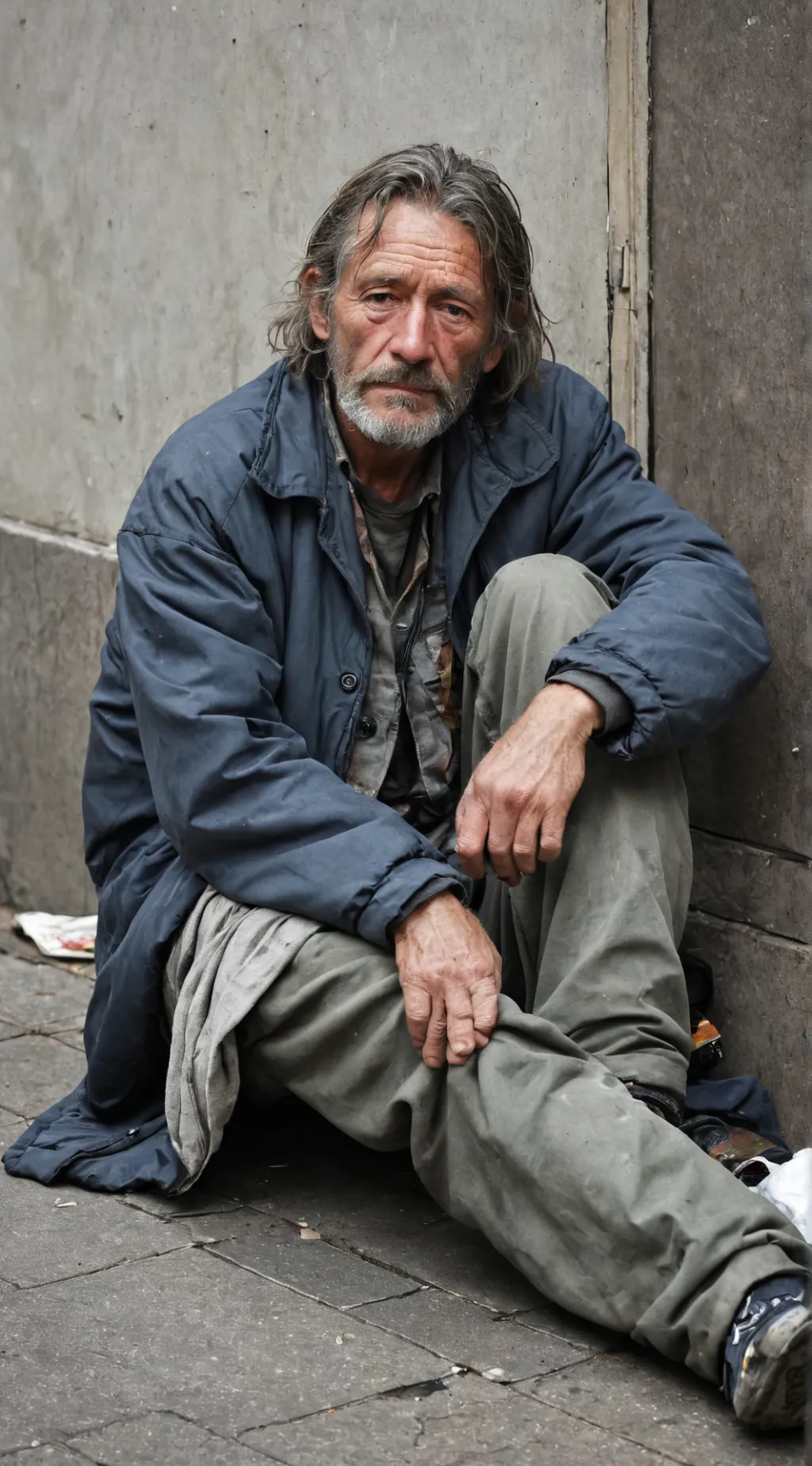 ai character: homeless man background