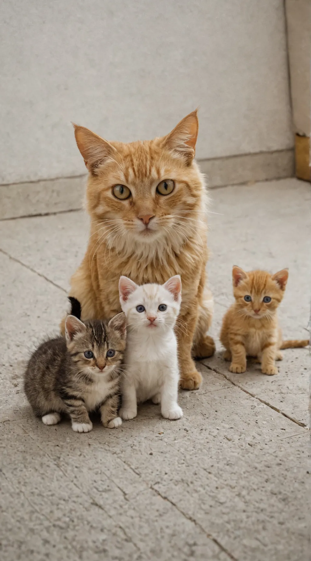 ai character: Kitten and Cat mom background