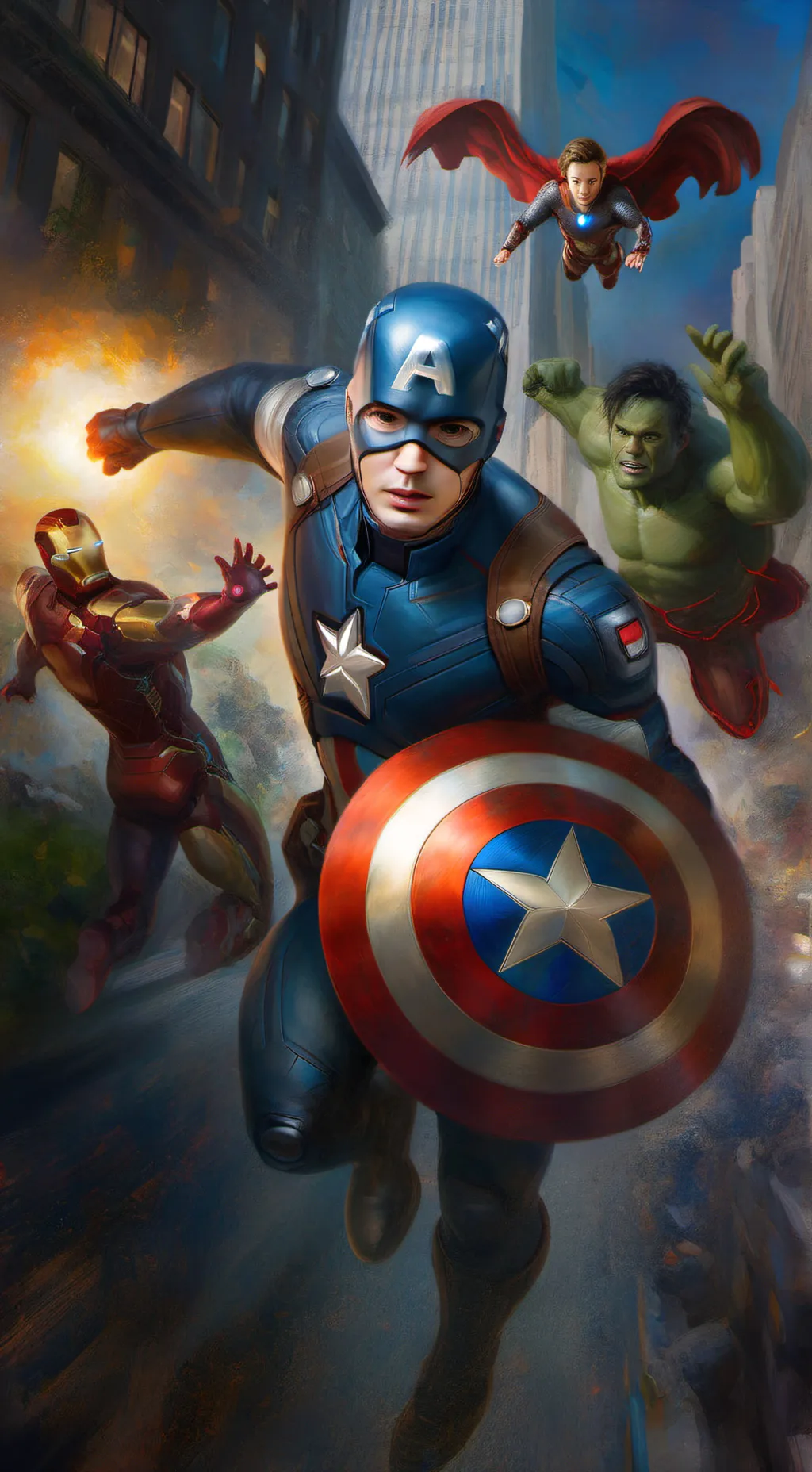 ai character: AVENGER SCHOOL 2.0 background