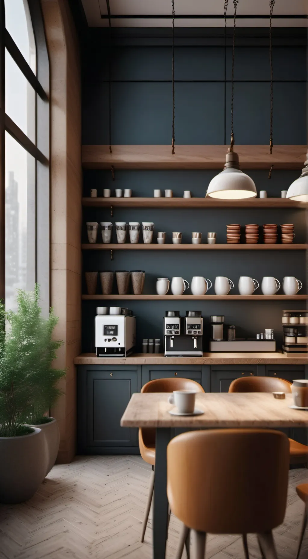 ai character: coffee shop background