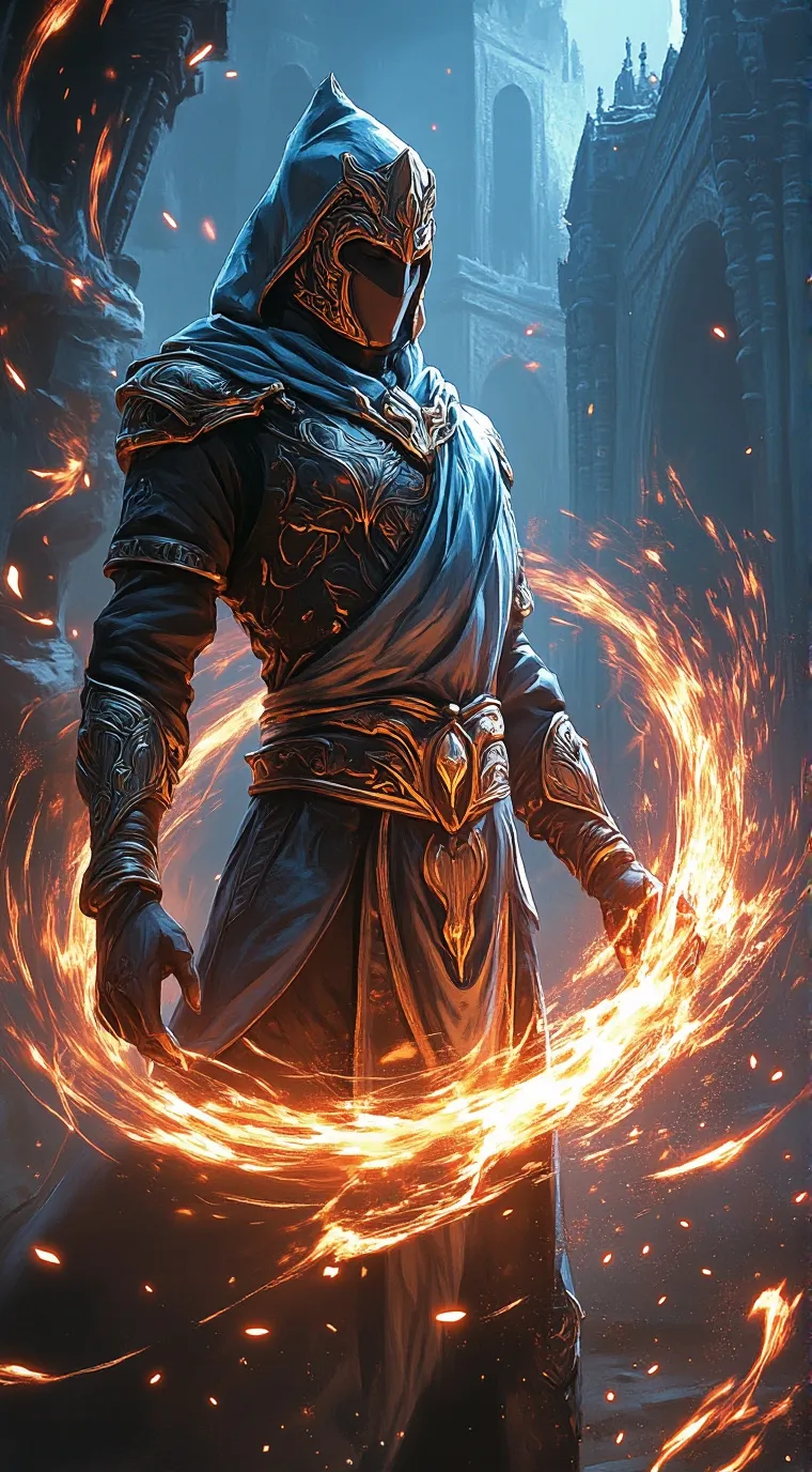 ai character: El guerrero sombra background