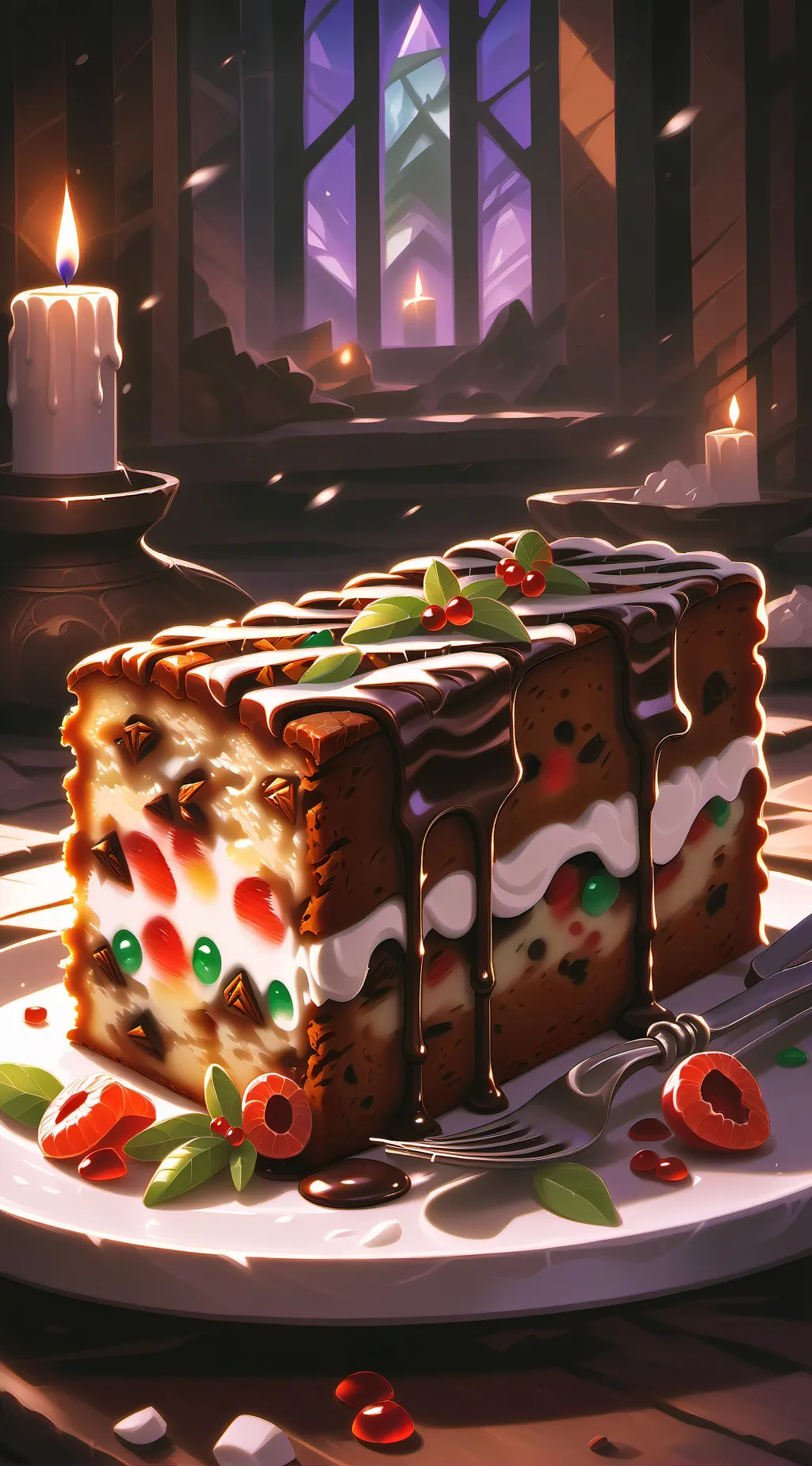 ai character: fruitcake background