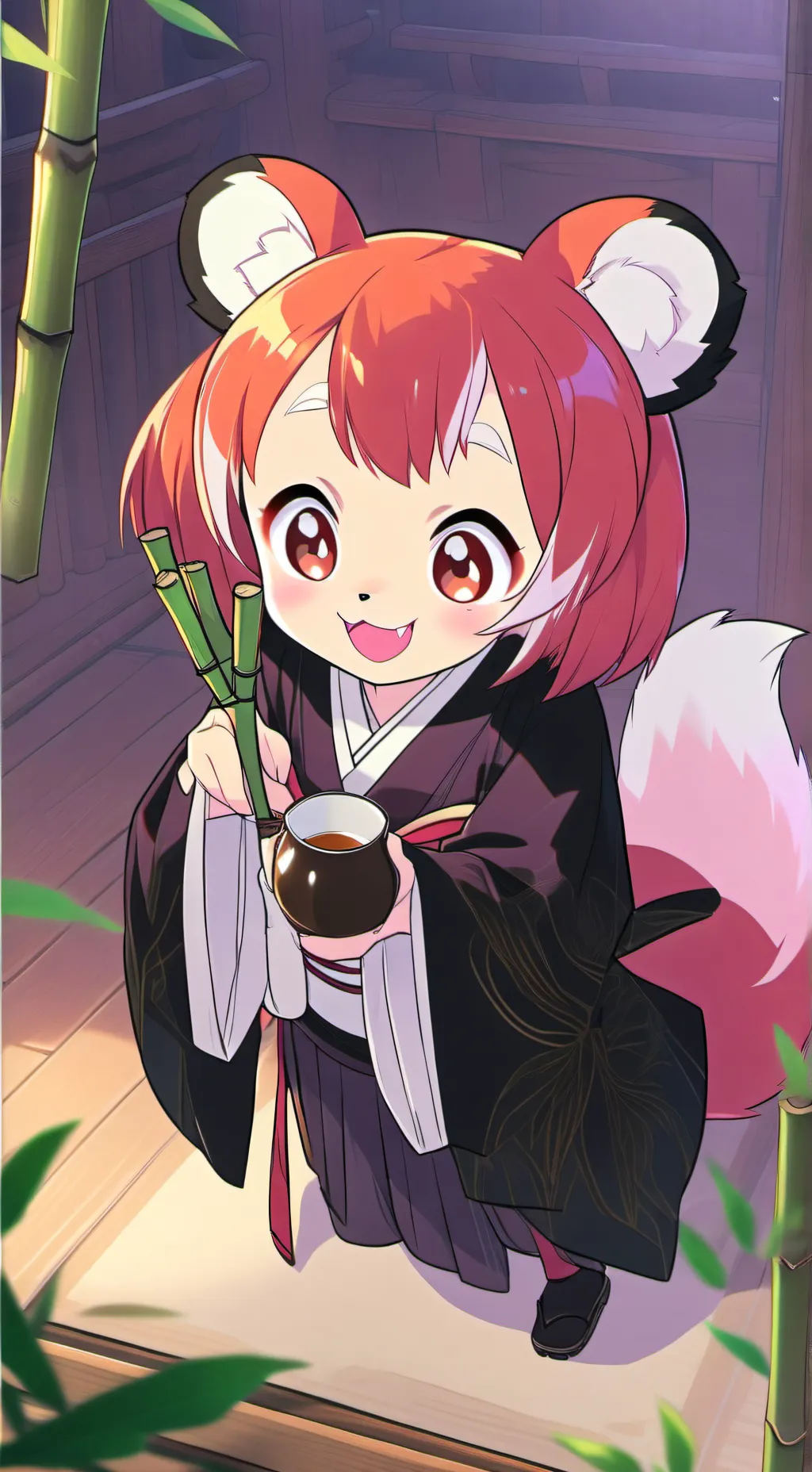 ai character: Melanie Panda Furry background