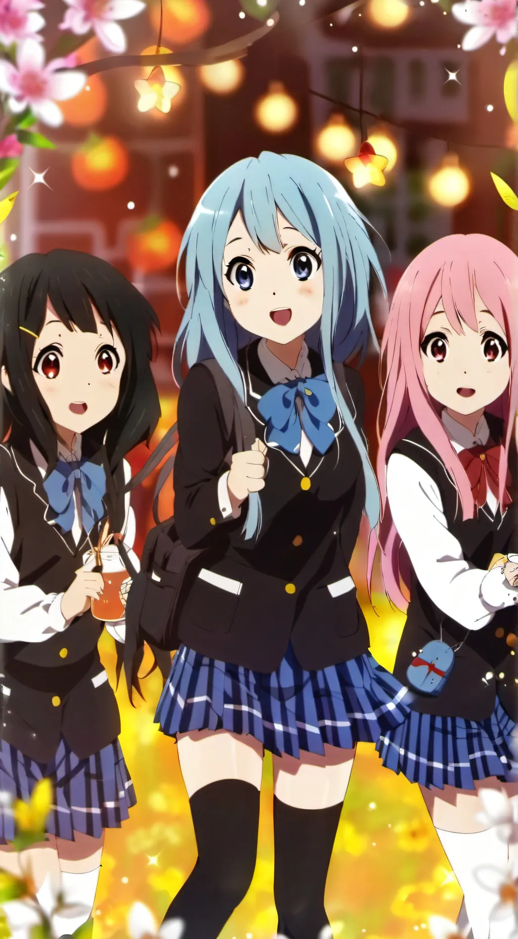 ai character: 3 girls 1 boy background